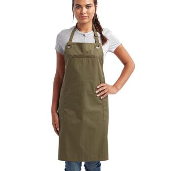 Barley Contrast Stitch Recycled Bib Apron Thumbnail