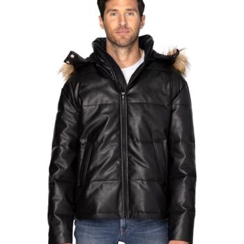 Unisex Vegan Leather Puffer Jacket Thumbnail