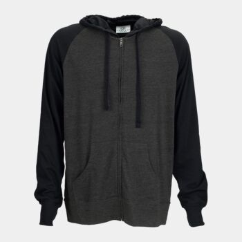 Full-Zip Two-Tone Jersey Knit Hoodie Thumbnail