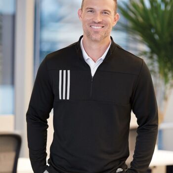 Men's 3-Stripes Double-Knit Quarter-Zip Pullover Thumbnail